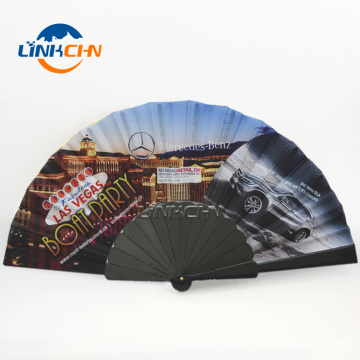 2019 new style plastic sticks fabric hand fan as gift